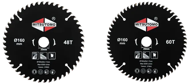 Mitsutomo Rundsavsklinge Sæt Ø160 x 20 mm 48+60T