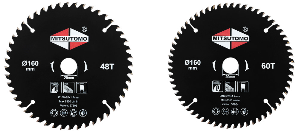 Mitsutomo Rundsavsklinge Sæt Ø160 x 20 mm 48+60T