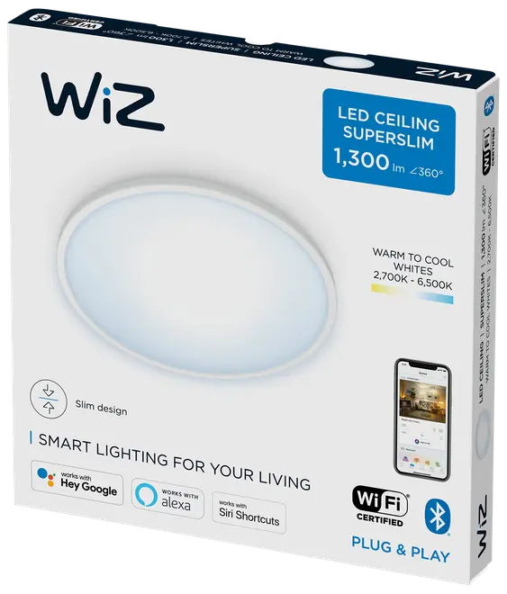WiZ Plafond superslim Ø25cm 14W - vit