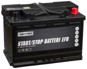 Branford Start/Stop EFB bilbatteri, sort rektangulært design, mærket til bilbrug. Mål: 190 x 175 x 278 mm. Med topterminaler og tydelig produktbranding.