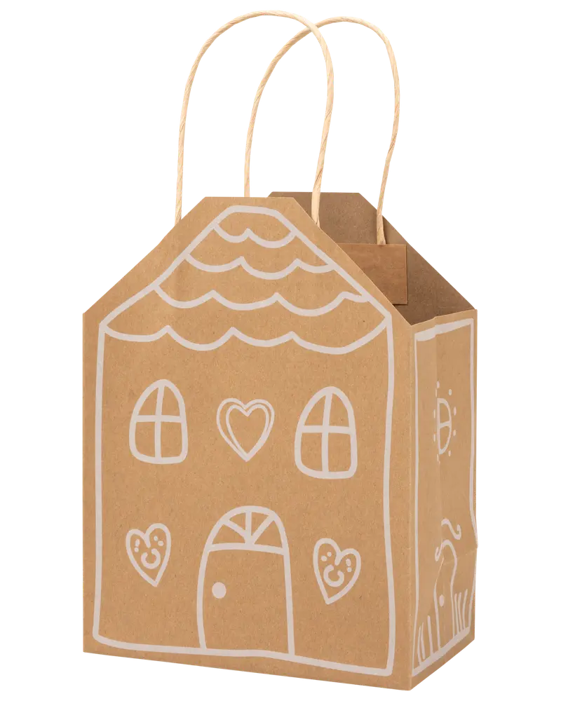 Presentpåse pepparkakshus 23 cm 