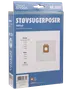 Pakke med 4 Nilfisk støvsugerposer, kompatible med Extreme, Power og King 500 Series modeller. Blå emballage med produktbillede og modeloversigt på forsiden.