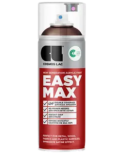 400 ml spraydåse Cosmos Lac Easy Max akrylmaling, velegnet til metal, træ, stof og plast. Giver dobbelt dækkeevne, tørrer hurtigt og har satinfinish.
