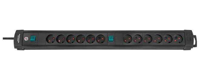 Stikdåse 2 x 6 udtag - sort