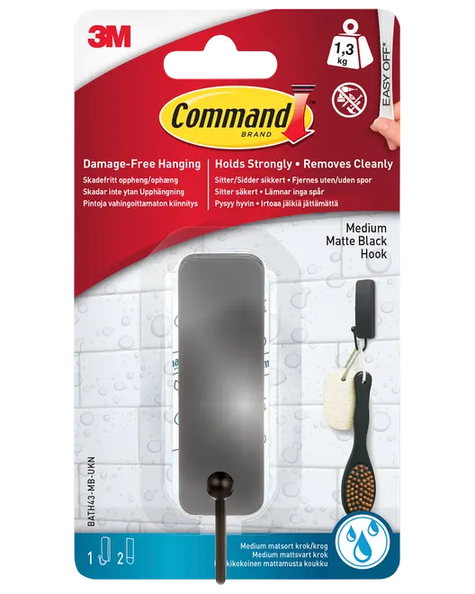Command™ Krok för våtrum – matt svart, medium