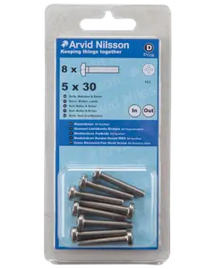 Arvid Nilsson Maskinskrue A4 PH M5 x 30 mm 8-pak