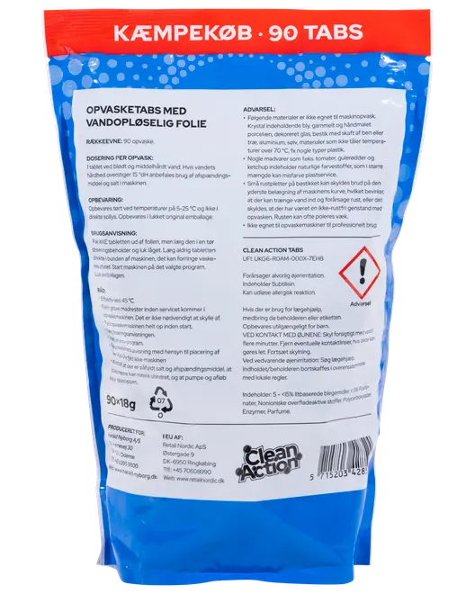 Clean Action Opvasketabs - 90 stk.