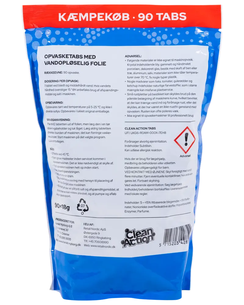 Clean Action Opvasketabs - 90 stk.