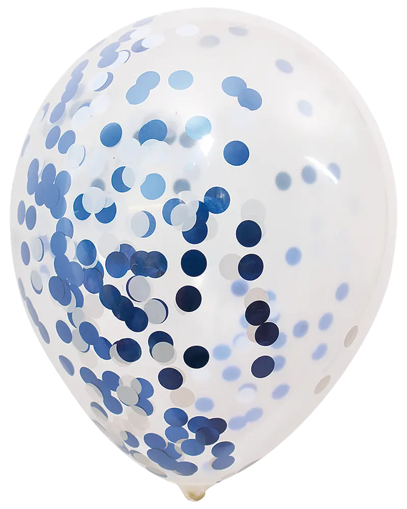 Konfettiballong Ø30 cm 5-pack - blå/vit