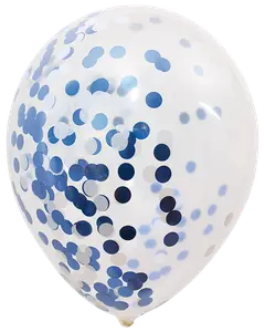 Konfettiballon Ø30 cm 5-pak - blå/hvid
