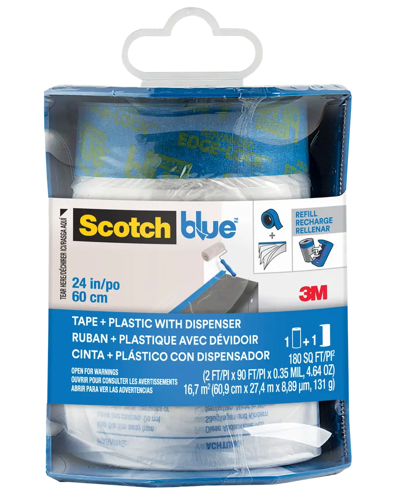 ScotchBlue™ Afdækningsplast Dispenser med tape - 60,9 cm x 27,4 meter