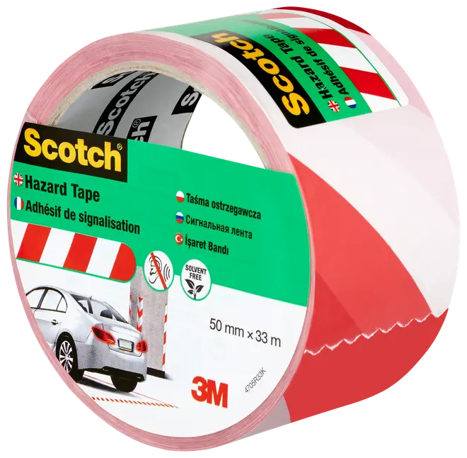 Scotch® Markeringstape Hvid/Rød 50 mm x 33 meter