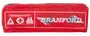Röd rektangulär första hjälpen-väska med vita säkerhetssymboler och BRANFORD-logotyp.