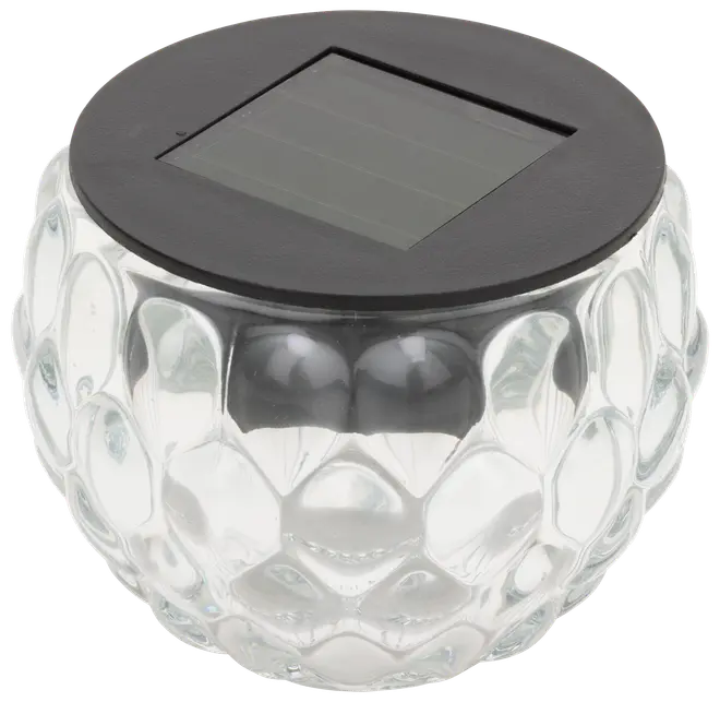 Solcellelampe glas H. 6 cm - assorteret