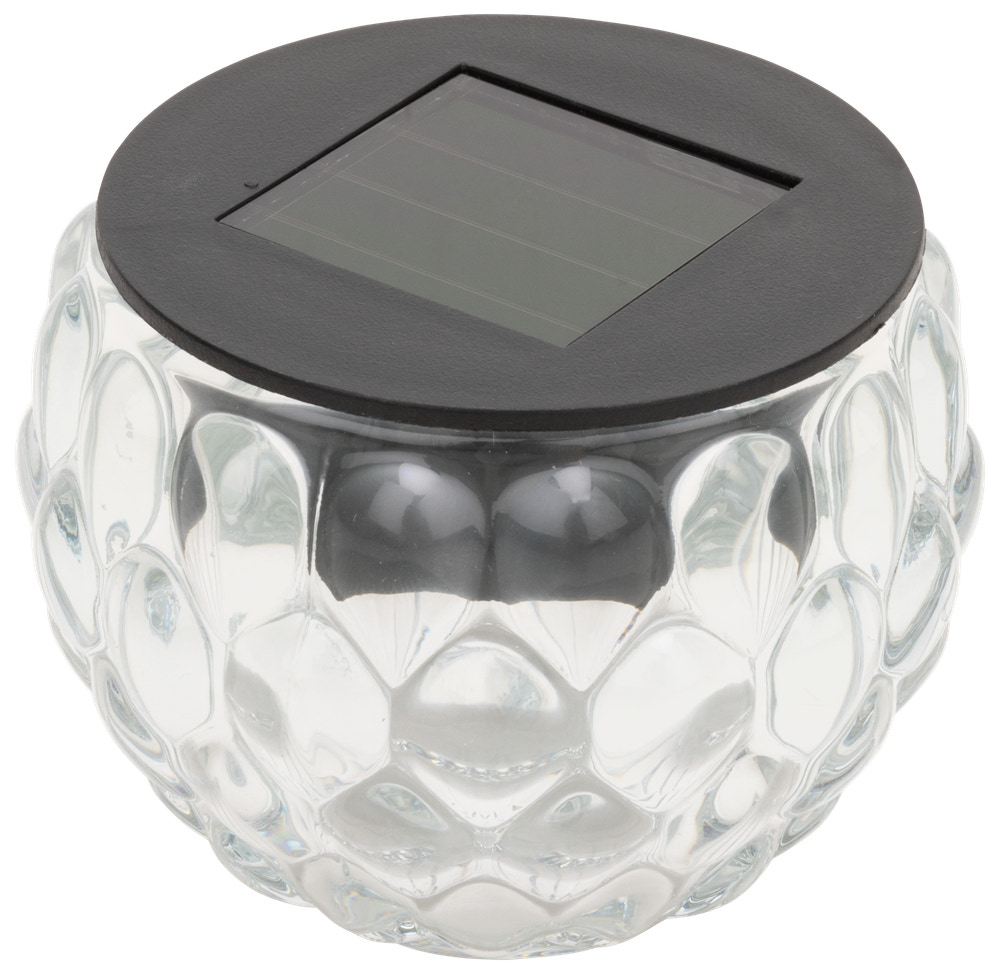 Solcellelampe glas H. 6 cm - assorteret