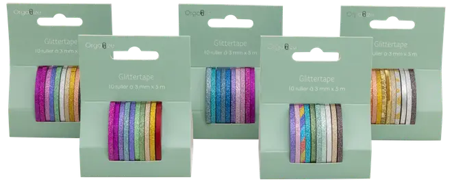 Glittertape 10-pak - Assorteret design