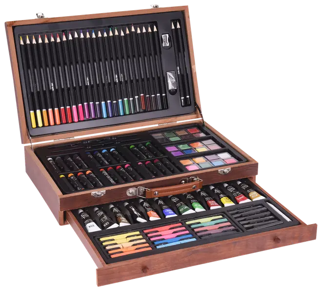 Male kunstnersæt i trækuffert 112 dele