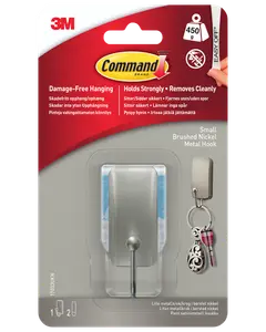 Command™ Krok med 2 strips – Borstad nickel, liten