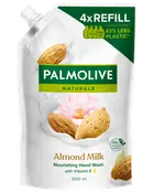 Palmolive Naturals Almond Milk närande handtvål refillpåse, 1000 ml, med vitamin E, 96% naturligt ursprung, mandelmotiv och miljövänlig förpackning med 82% mindre plast.