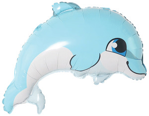 Folieballong 46 cm - Blå delfin