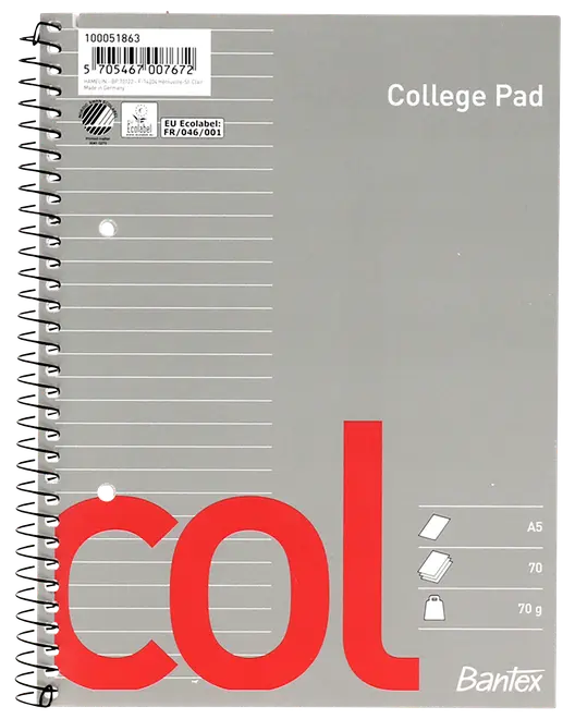 Bantex Collegeblock, linjerat – A5
