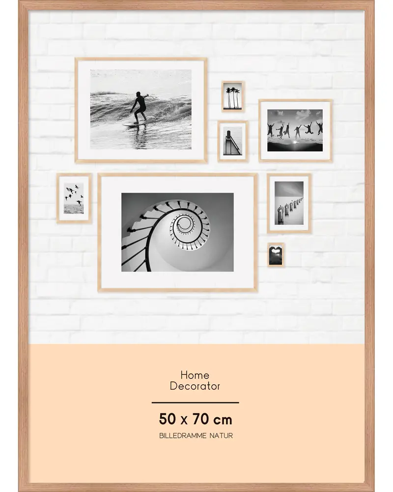 Fotoram i naturträ, 50 x 70 cm, passar för väggkonst eller foton. Enkel design med tunn kant, perfekt för modern heminredning och tavelväggar.