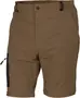 Brune lette outdoorshorts med elastisk talje, trykknaplukning, lynlåslomme i siden og sorte detaljer.