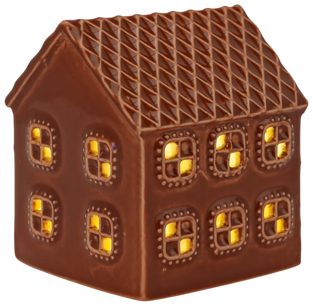 Pepparkakshus Keramik LED H. 8 cm