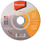 Makita skæreskive til rustfrit stål, 125x1,2x22,23mm, T41 WA60T-BF, til vinkelsliber, maks. 12250 omdr./min., egnet til INOX, med sikkerhedsikoner på etiketten.