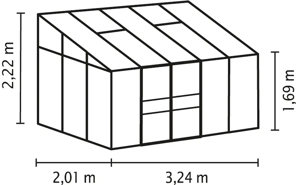 Växthus Ida 6500 alu/glas