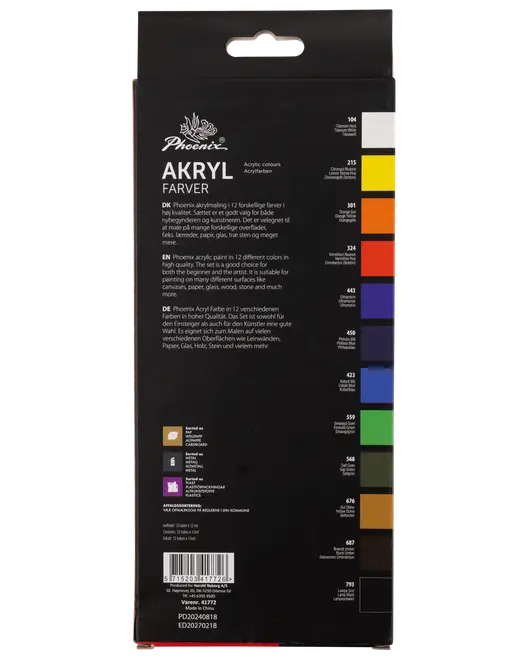 Akrylfarvesæt - 12 ml