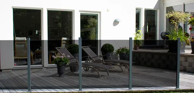 Glashegn  100 x 97,6 cm - røgfarvet glas