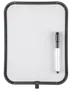 Liten rektangulär whiteboard med svart kant, inkluderar en svart markerare fäst vid tavlan. Perfekt för anteckningar, påminnelser eller snabba skisser hemma, på kontoret eller i klassrummet.