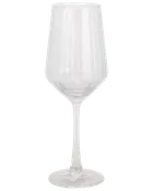 Klar vinglas med høj, slank stilk og bred, vinklet skål. Fremstillet af gennemsigtigt glas, velegnet til rød- eller hvidvin. Moderne, elegant design.