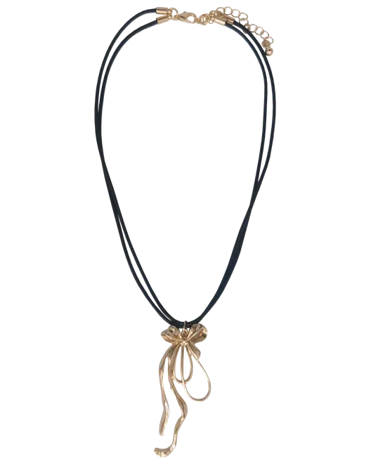 Halskæde med sløjfe - sort og guld