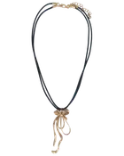 Halskæde med sløjfe - sort og guld