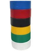 Staplad uppsättning med sex enfärgade silikonarmband i blått, rött, svart, gult, grönt och vitt.