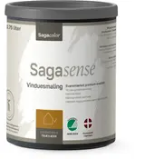 Sagacolor Sagasense vinduesmaling, 0,75 liter dåse, til udendørs træværk, halvmat finish, svanemærket, produceret i Danmark, til udendørs og indendørs brug.