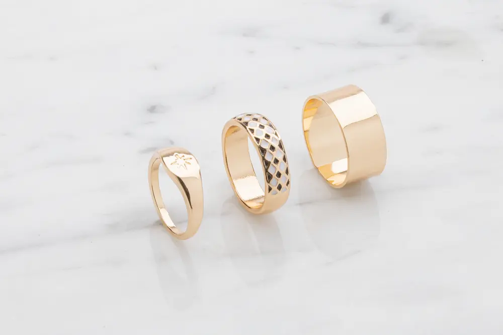 Ring harlekin och stjärna 3 st - guld
