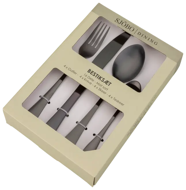 Bestiksæt 16 dele - mat sort