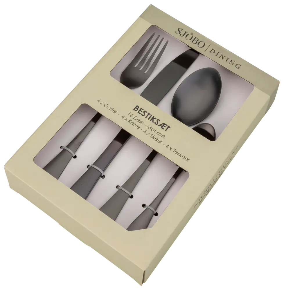 Bestickset 16 delar - matt svart