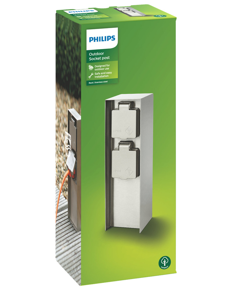 PHILIPS myGarden Strømforsyning 2 udtag ude - Inox