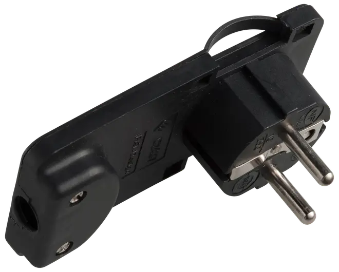 Stikprop schuko vinkel flad - sort