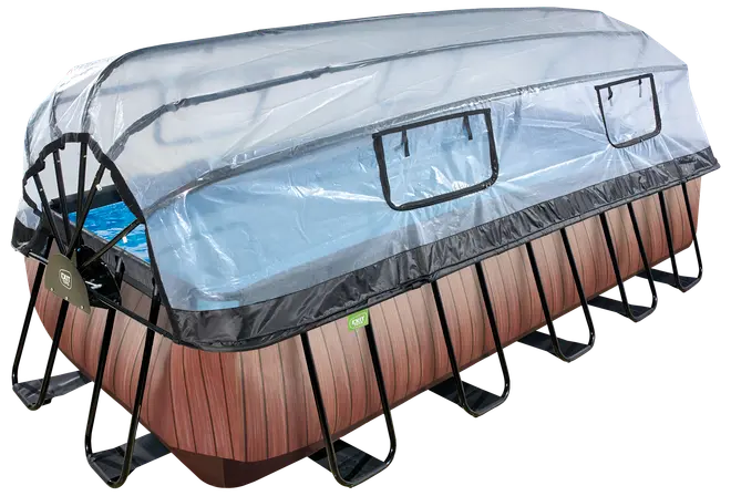 EXIT TOYS Pool 540x250x122cm med pumpe og skærm - Brun