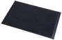 Rektangulär svart dörrmatta med texturerad yta och gummikant, passar för inomhus- eller utomhusbruk. Fångar smuts och fukt, lätt att rengöra.
