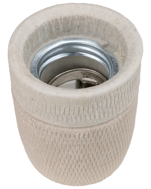 Porcelænsfatning E27 - råhvid