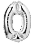 Stor sølvfolieballon formet som tallet nul, med skinnende metallisk finish og selvforseglende ventil, ideel til fester, begivenheder eller dekorationer.