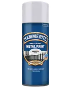 Hammerite Direct to Rust Metal Paint spraydåse, glat sølv finish, 8 års beskyttelse, ingen grunding nødvendig, hurtigtørrende, egnet til metaloverflader.