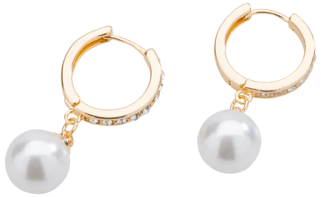 Örhängen hoops med pärla - guld