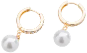 Øreringe hoop med perle - guld